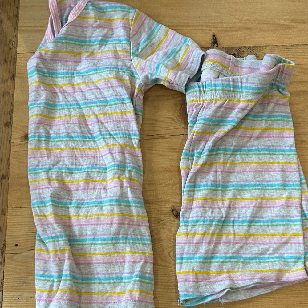 Pastel Striped Kids Pajama Set - Pink, Yellow & Blue